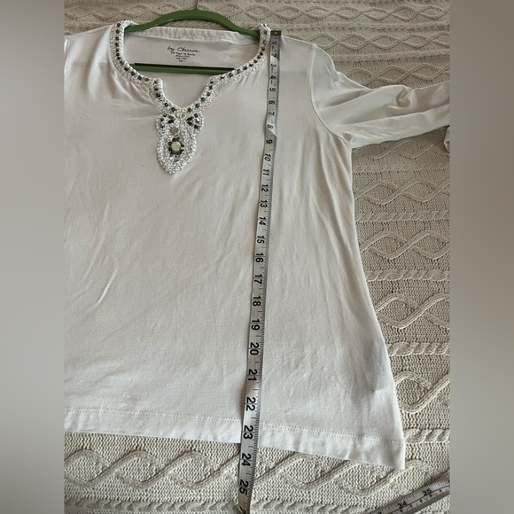 Chico’s Rich White Rayon 3/4 Sleeve Blouse Women’s Size Large - Picture 11 of 12